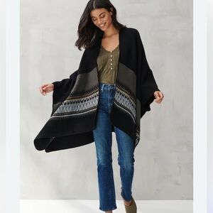 Lucky Brand Black and Gray Shrug Sweater